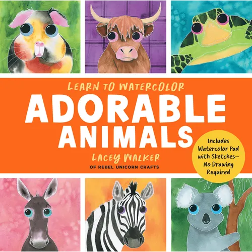Learn to Watercolor Adorable Animals: 20 Step-By-Step Beginner-Friendly Lessons on Watercolor Paper - Includes Watercolor Pad with Sketches-No Drawing